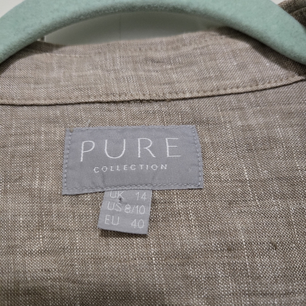 Pure Collection Pure Linen Long Sleeve Shirt Light Beige Size 8/10 #186 - Picture 5 of 6